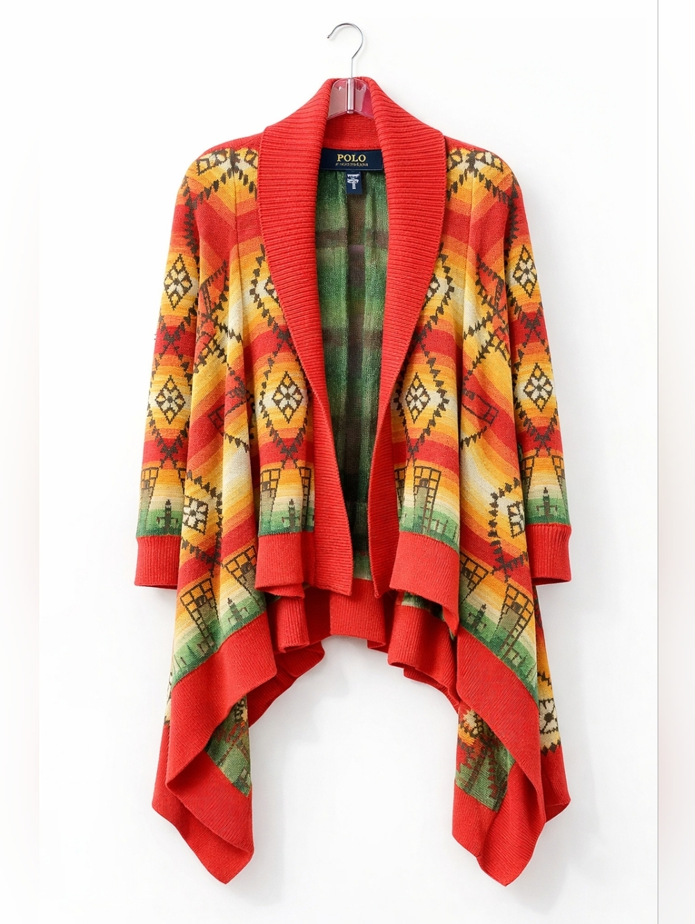 Polo Ralph Lauren Southwest Aztec Cardigan Open Front Drape XS/S